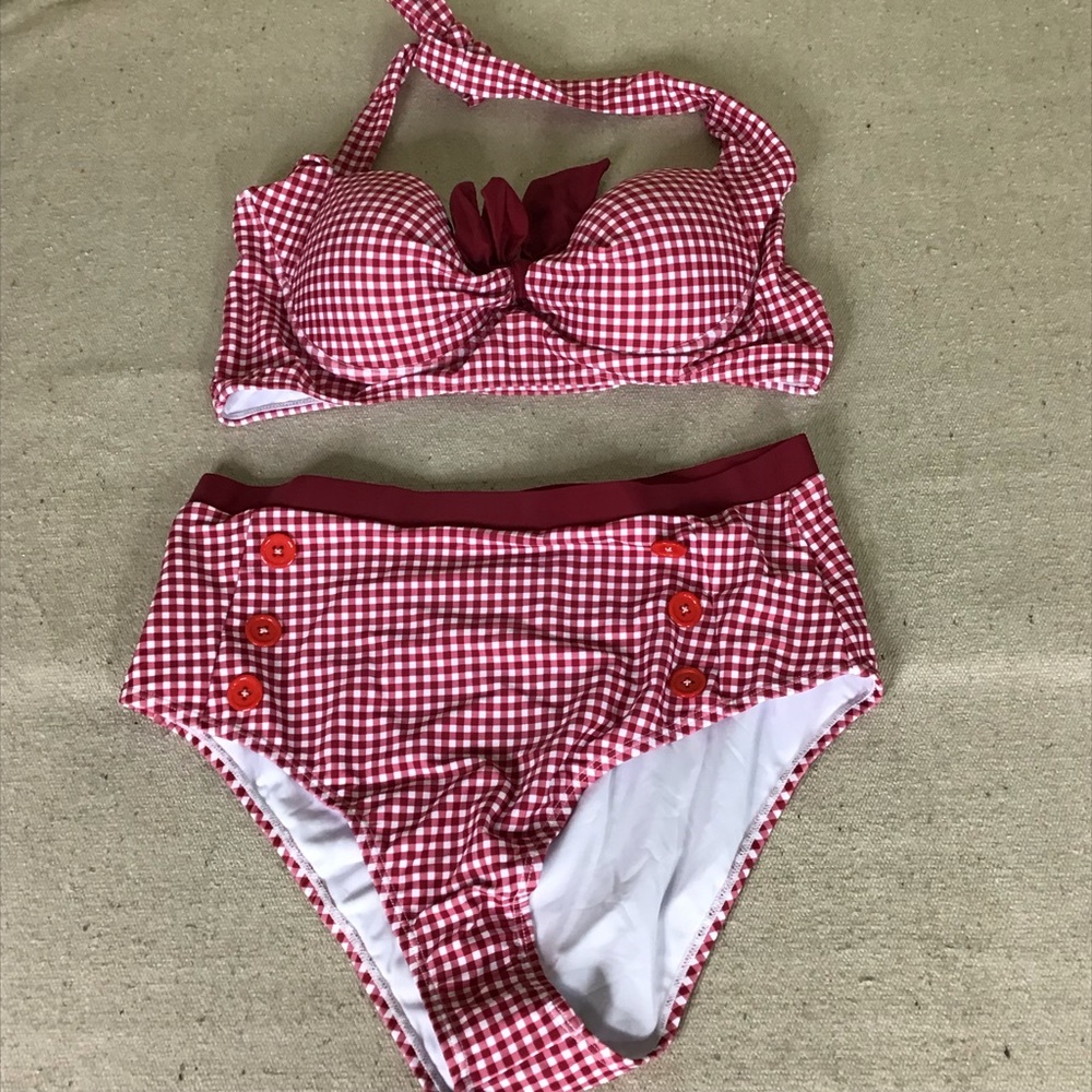 Peddney high waisted plaid 2 piece swimsuit Sz. Large and Xtra large - Picture 6 of 9
